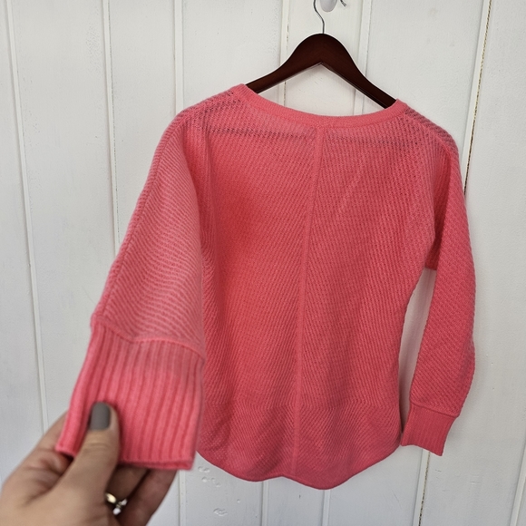 Pure Collection 100% Cashmere Knit Crochet Peach Long Sleeve Sweater sz US 2 - Picture 6 of 10